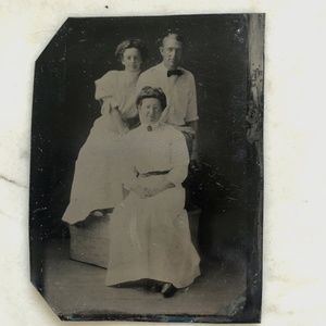 Antique Tintype Photograph of Family Dressed in White